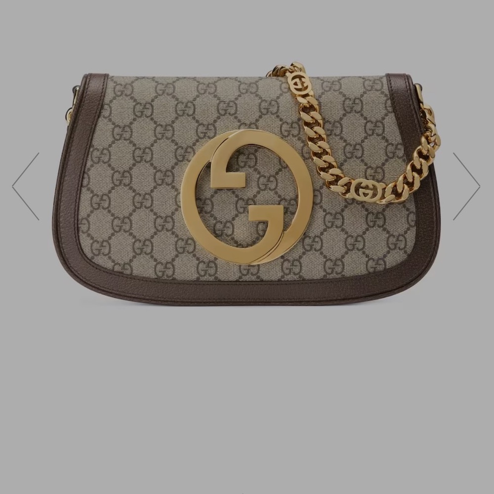 Gucci Blondie GG Brown Crossbody Bag with Gold Chain